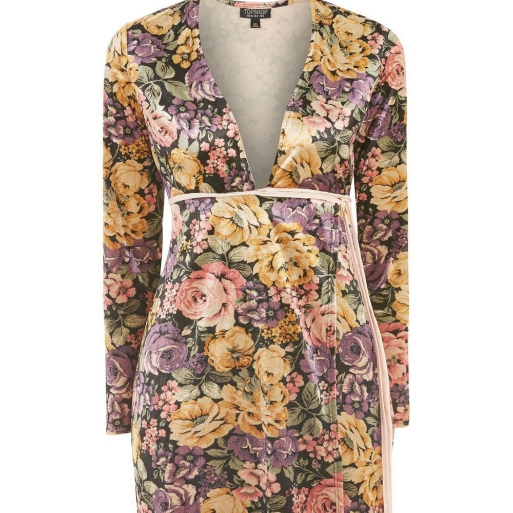 TOPSHOP|Floral Wrap Plunge Dress